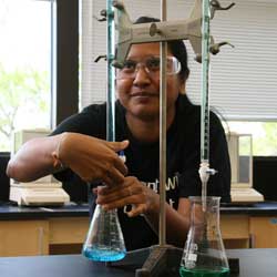 Student working in a lab